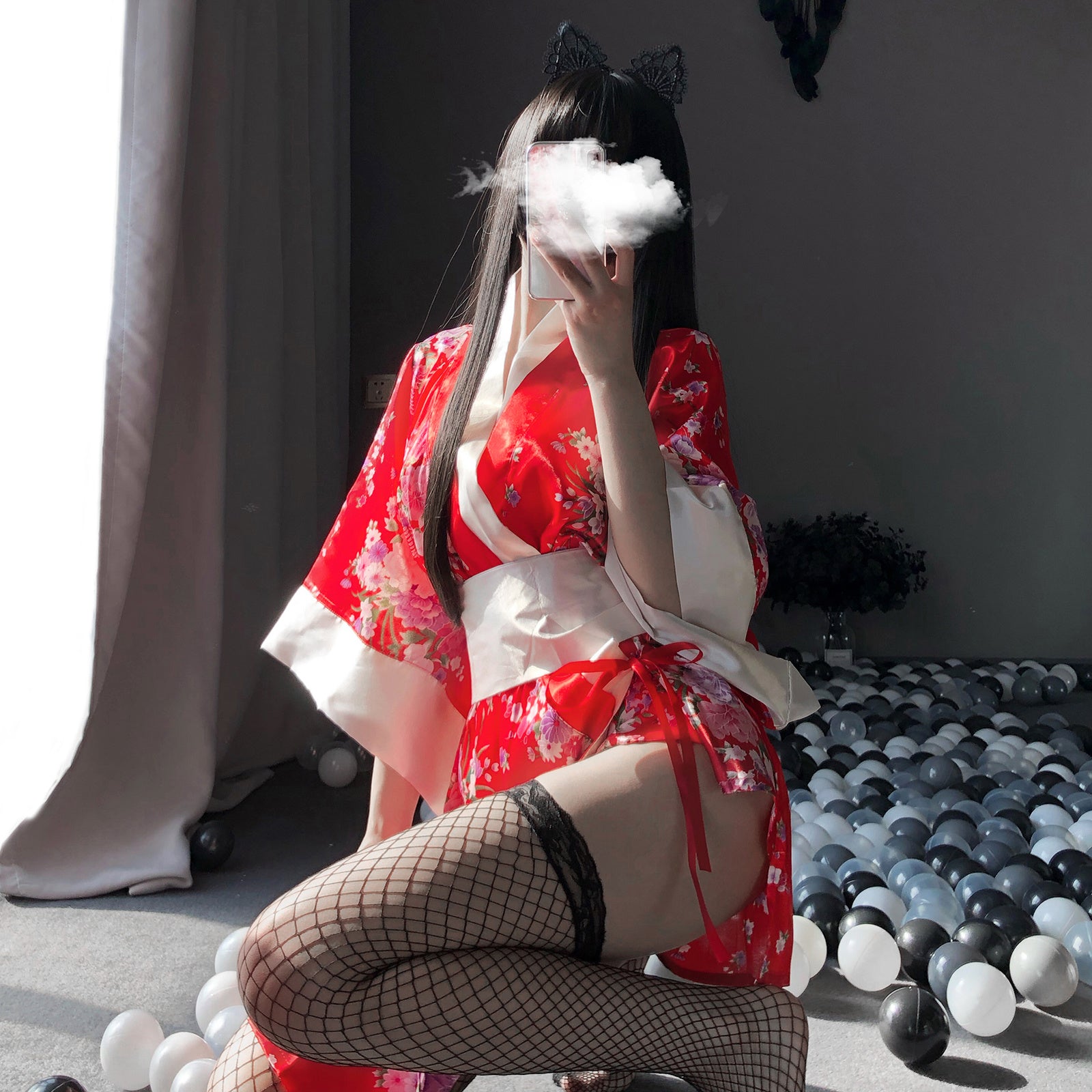 Midnight Blossom Kimono Set|深夜の花 着物セット