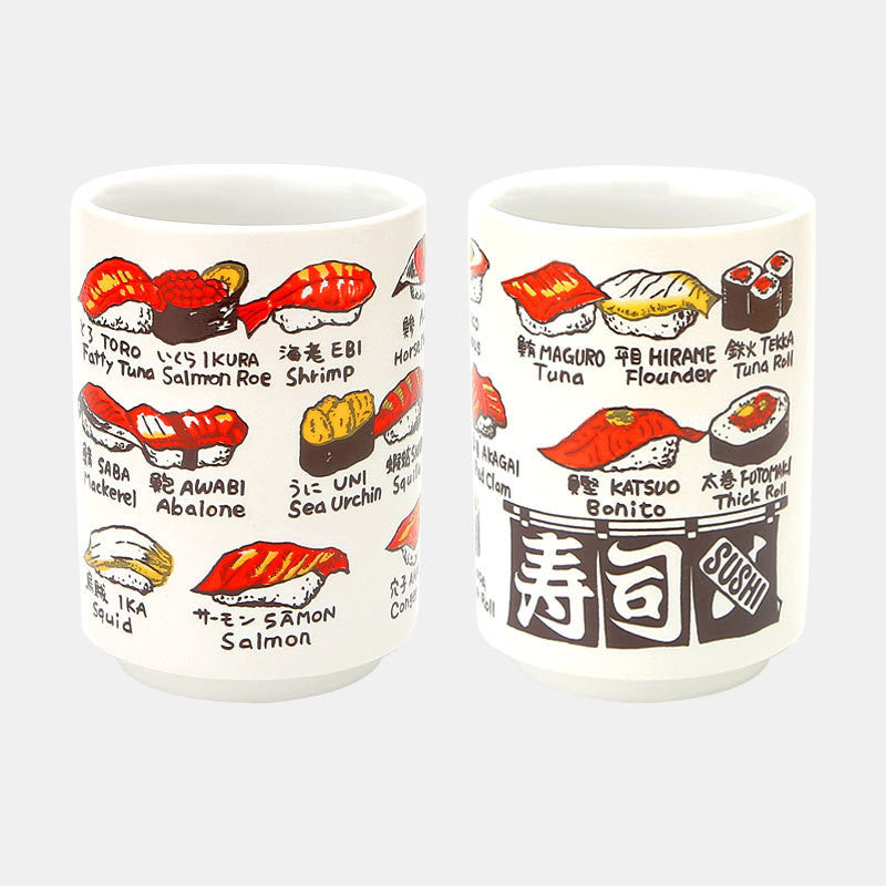 Mount Fuji Ceramic Sushi Cup Mug – Japanese Style Floral Design