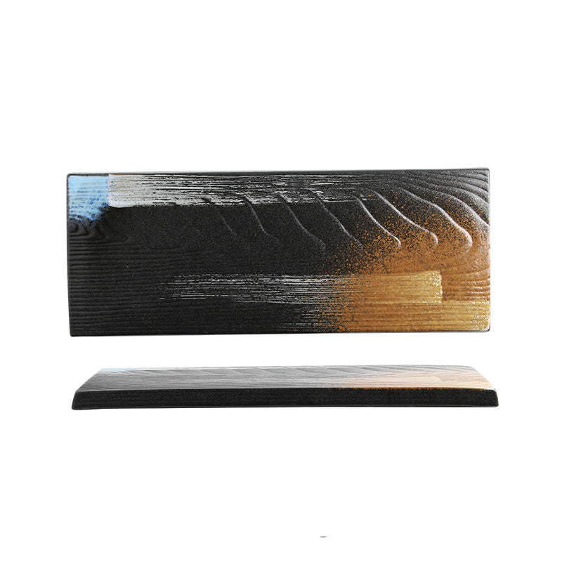 Zen Harmony Hand-Painted Long Ceramic Sushi Plate