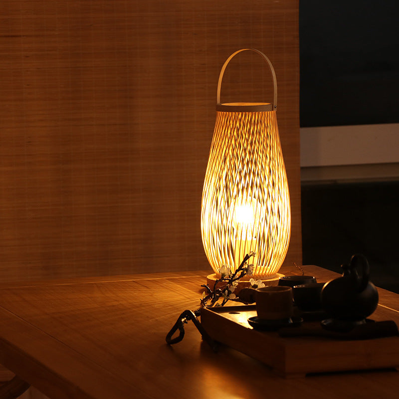 Zen Glow Bamboo Weave Bedside Lamp