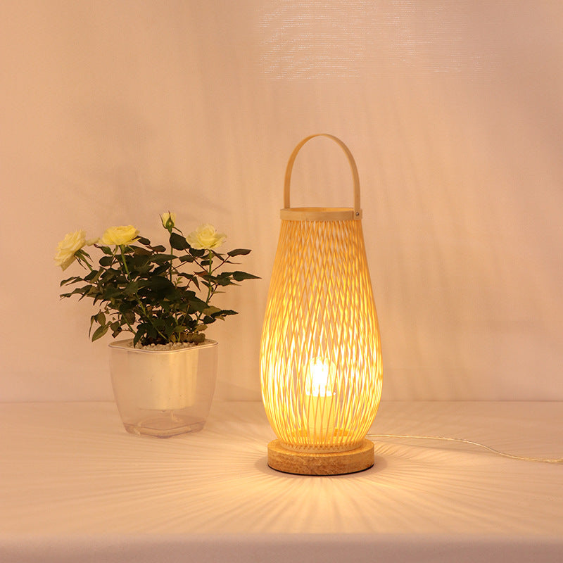 Zen Glow Bamboo Weave Bedside Lamp