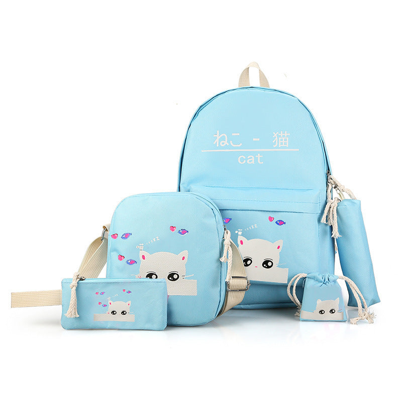 Neko Canvas Backpack Set – Harajuku Style