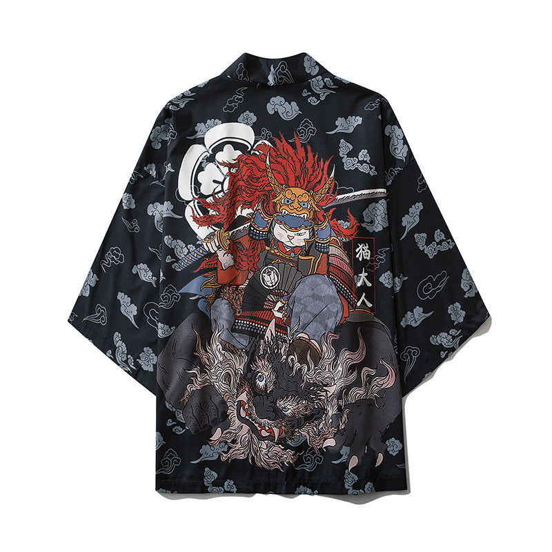 Cat Samurai Kimono Cardigan|猫侍 羽織カーディガン