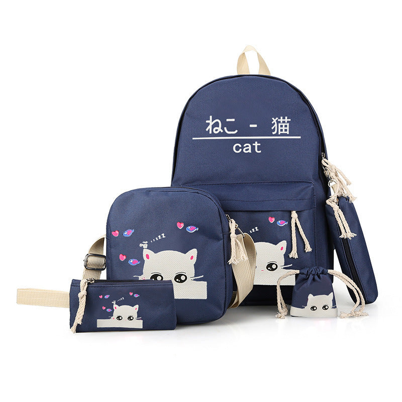 Neko Canvas Backpack Set – Harajuku Style