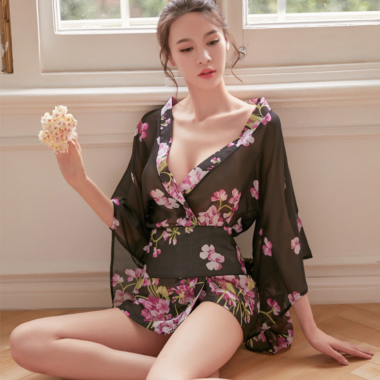 Chiffon Lace Kimono Underwear Set