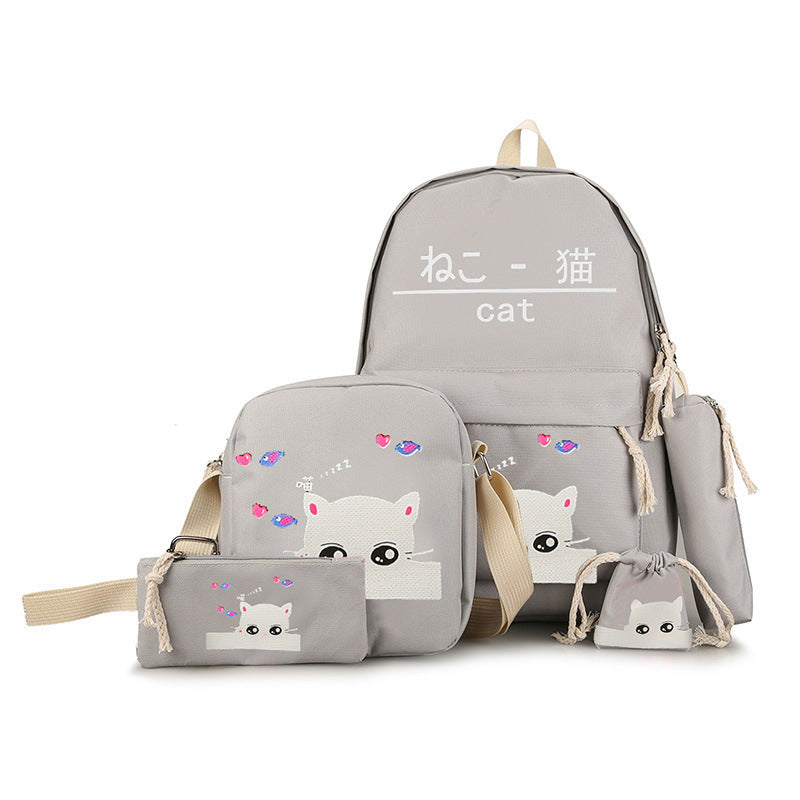 Neko Canvas Backpack Set – Harajuku Style