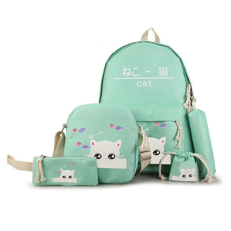 Neko Canvas Backpack Set – Harajuku Style