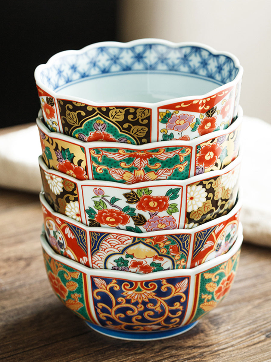 Arita Yaki Floral Porcelain Soup Bowl