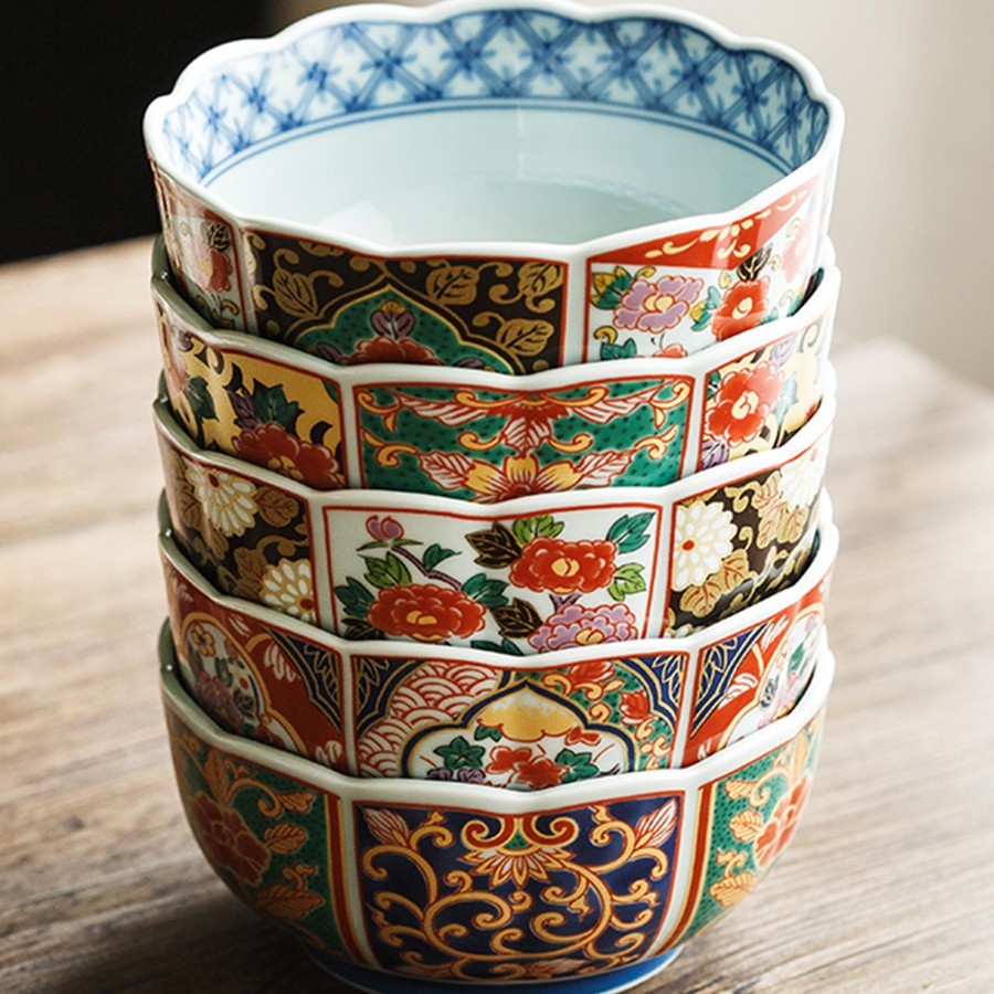 Arita Yaki Floral Porcelain Soup Bowl