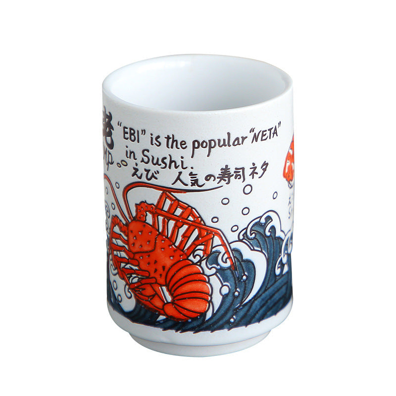 Mount Fuji Ceramic Sushi Cup Mug – Japanese Style Floral Design