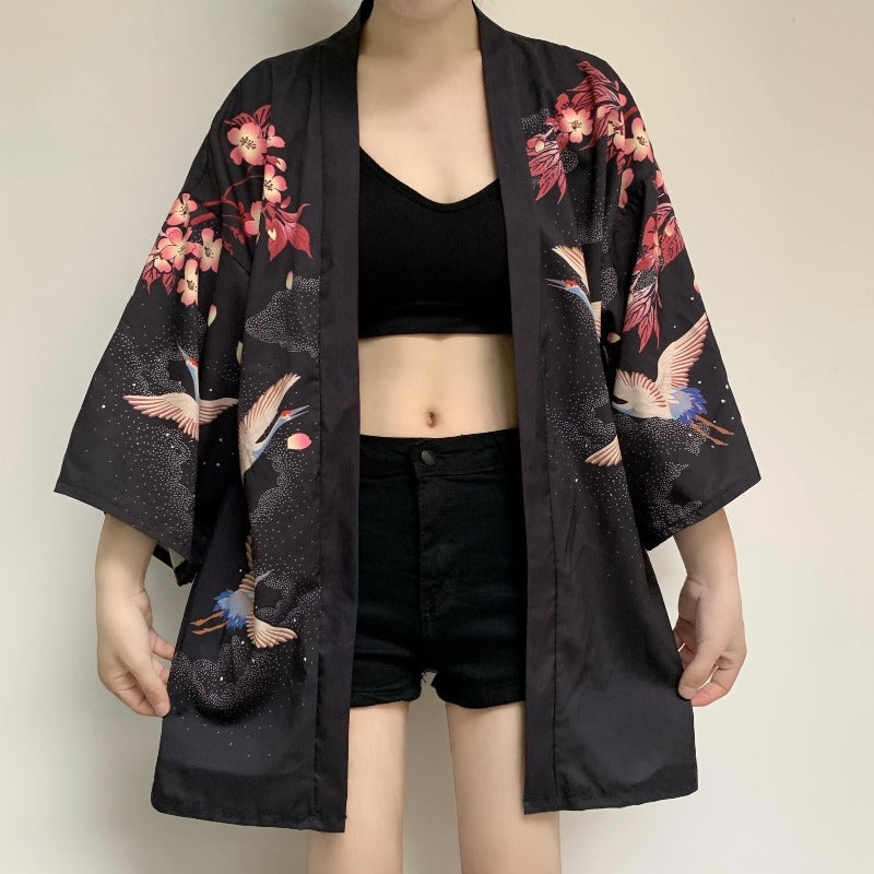 Ukiyoe Kimono Cardigan – Traditional Print Streetwear for Men & Women