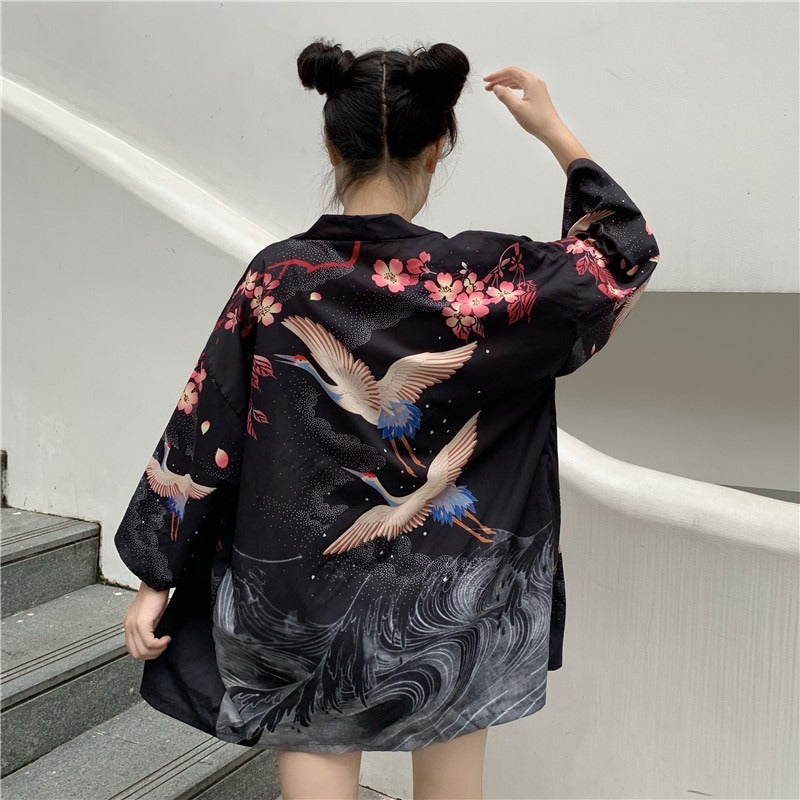 Ukiyoe Kimono Cardigan – Traditional Print Streetwear for Men & Women