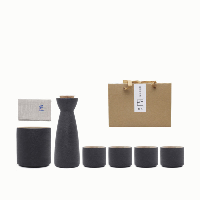 Japanese Zen Ink Style Ceramic Sake Set Home