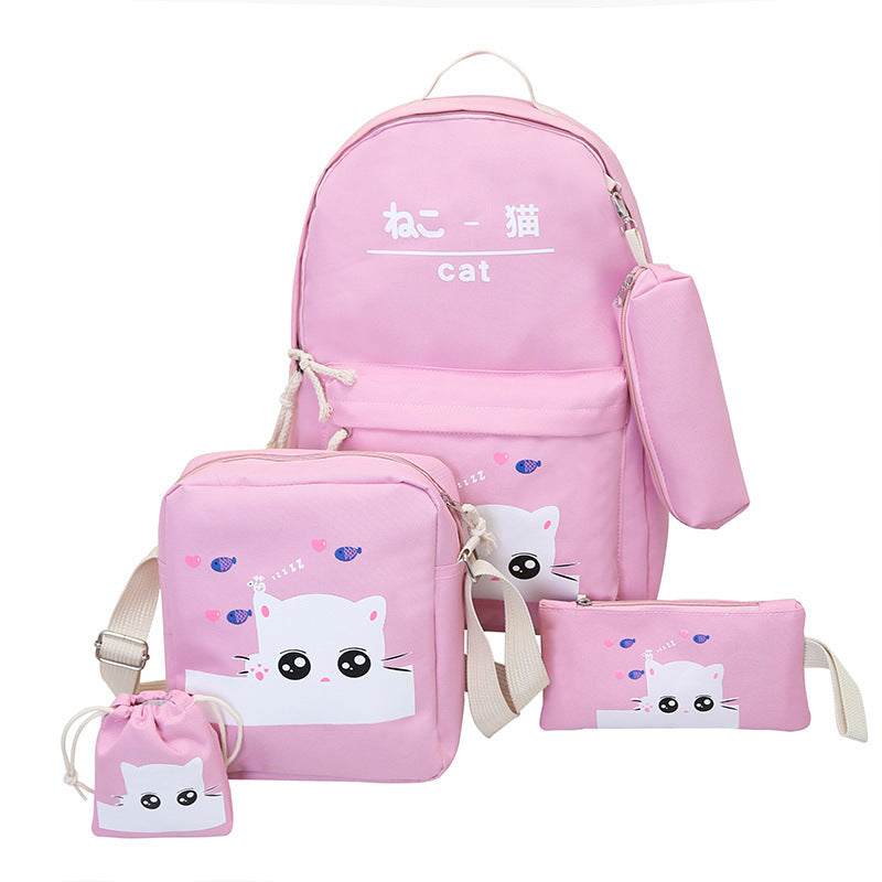 Neko Canvas Backpack Set – Harajuku Style