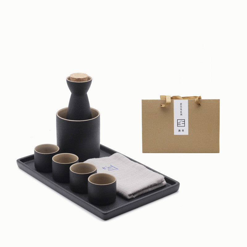 Japanese Zen Ink Style Ceramic Sake Set Home